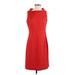 Anne Klein Casual Dress - Sheath High Neck Sleeveless: Red Print Dresses - Women's Size 6