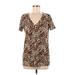 Victoria's Secret Pink Short Sleeve T-Shirt: Brown Leopard Print Tops - Women's Size Small