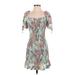 lost & wander Casual Dress - Mini: Blue Floral Motif Dresses - New - Women's Size Small