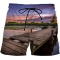 Sonnen untergang Dock Landschaft 3d gedruckt kurze Hosen Sommer für Männer Saual Mode Strand Strand Shorts Badehose Surfen männliche Shorts