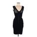 Diane von Furstenberg Cocktail Dress - Sheath V-Neck Sleeveless: Black Solid Dresses - Women's Size Medium