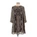 H&M Casual Dress - Shift Crew Neck 3/4 sleeves: Brown Dresses - Women's Size 2