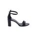 Kenneth Cole New York Heels: Strappy Chunky Heel Minimalist Black Print Shoes - Women's Size 8 - Open Toe