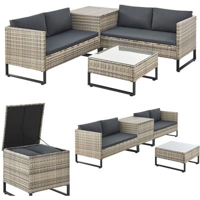 Outdoor Polyrattan Lounge Santorini - Gartenlounge mit Beistelltisch & Auflagenbox - Gartenmöbel Image