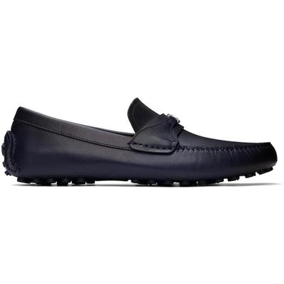 Navy Gancini Ornament Loafers - Black - Ferragamo Slip-Ons
