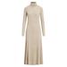 Long Sleeve Turtleneck Wool Blend Jersey Dress