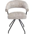 Chaise avec accoudoirs pivotante velours gris et acier noir