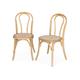 Chaise en bois et rotin arrondie naturel (lot de 2)