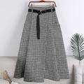 Women's A Line Plaid Skirt Midi Skirts Pocket Irregular Hem Print Color Block Houndstooth Daily Winter Fall Winter Polyester Tweed Vintage Fashion Black Brown