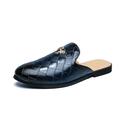 Men's Clogs Mules British Style Plaid Shoes Half Shoes Comfort Shoes Casual British Daily PU Breathable Loafer Black Blue Summer Spring