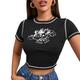 Women 's T-shirt Crop Top Tee Y2K Style Pattern Street Style Top For Adults' E Girl Graphic Print T Shirt Kawaii Short Sleeve Scoop Neck Tee Top Girl Summer Clothing