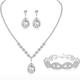 Bridesmaid Ball Clothing Water Diamond Jewelry Set Bridal Wedding Metal Zircon Water Drop Wave Necklace Earrings Bracelet