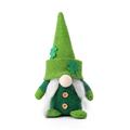 St. Patrick's Day Holiday Decoration: Rudolph Doll with Irish Tricolor Green Hat, No-Face Old Man with Green Leaf