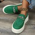 Women's Sneakers Slip-Ons Height Increasing Shoes Daily St. Patrick's Day Rivet Buckle Platform Round Toe Punk Casual Minimalism Walking Suede Loafer Orange / Black Blue Green