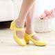 Women's Heels Brogue Dress Shoes Mary Jane Wedding Party Office Summer Winter Block Heel Round Toe Elegant Vintage Cute Faux Leather Magic Tape Black Yellow Pink