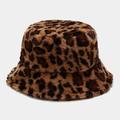 New Winter Bucket Hats Fluffy Fur Men Women Panama Hat Fashion Warm Fisherman Cap Multi Color Leopard Printed Hat