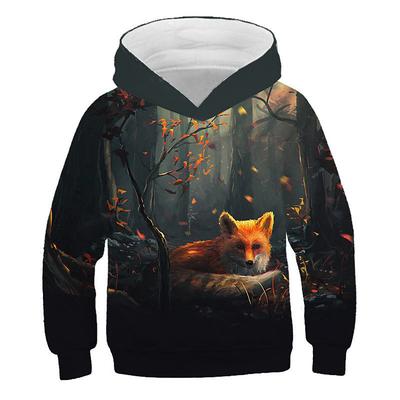 Boys 3D Animal Fox Hoodie Long Sleeve 3D Print Spring Fall Active Cute Streetwear Kids 3-12 Years Daily