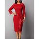 Women's Winter Dress Sheath Dress Semi Formal Dress Midi Dress Lace Patchwork Party Date Elegant Classic Crew Neck 3/4 Length Sleeve 2023 Slim Red Purple Color S M L XL XXL Size