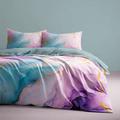 L.T.Home 100% Cotton Sateen Duvet Cover Set Reversible Premium 300 Thread Count Marble Pattern Elite Bedding Set