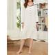 Women's Pajamas lace solid Nightgown Nightshirt Dress Pure Color Casual Comfort Sweet Home Daily Bed Rayon Breathable Square Neck Long Sleeve Button Fall Winter Beige