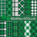 24sheet Green Plaid Pattern Paper St. Patrick's Day Scrapbook Paper, Decorative Craft Paper For Card Making Decorative Background Art Album