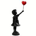 Little Girl Statue With Balloon - Modern Art Sculpture For Home Decor, Resin Figure Sculpture Crafts Ornaments, Living Room TV Cabinet Bookshelf Collectible Decor, Home Decor,Christmas Gift