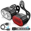 Bike Lights, Rechargeable Bicycle Lights Set Super Bright Waterproof Bike Lights for Night Riding Cycling Safety, Front and Back Taillight Reflectors