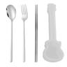 Cutlery Set 3Pcs/Set Silverware Cutlery with Guitar Box Dinnerware Spoon Fork Chopsticks Set Travel Tableware