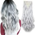 1PC Women's Girls' Hair Extensions Double Weft Full Head Deep Wave Hair Pieces 16 Clips 24 Inch Wavy Curly Full Head Clip in on Double Weft Hair Extensions