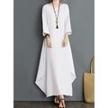 Women's White Dress Casual Dress Winter Dress Long Dress Maxi Dress Pocket Street Vacation Streetwear Crew Neck Long Sleeve Loose Fit Black White Red Color M L XL XXL 3XL Size