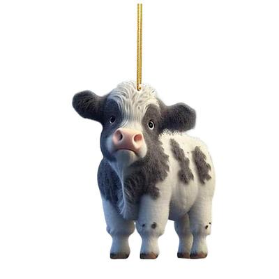 1pc Adorable Cartoon Cow Car Charm - Perfect for Christmas Tree Decorations Car Interior Accessories!