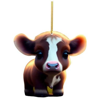 1pc Adorable Cartoon Cow Car Charm - Perfect for Christmas Tree Decorations Car Interior Accessories!