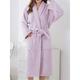 Women's Fleece Pajamas Robe Bathrobe Pure Color Plush Comfort Home Daily Bed Coral Fleece Coral Velvet Warm Lapel Long Sleeve Pocket Fall Winter Dark purple thick plain color (without hood) Pineapple