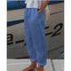 Women's Linen Pants Chinos Pants Trousers 100% Cotton Chinese Style Pleated Baggy Full Length Micro-elastic Mid Waist Casual Lounge Casual Daily White Sky Blue S M Spring Fall