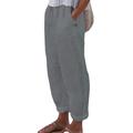 Women's Linen Pants Chinos Pants Trousers 100% Cotton Chinese Style Pleated Baggy Full Length Micro-elastic Mid Waist Casual Lounge Casual Daily White Sky Blue S M Spring Fall