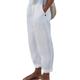 Women's Linen Pants Chinos Pants Trousers 100% Cotton Chinese Style Pleated Baggy Full Length Micro-elastic Mid Waist Casual Lounge Casual Daily White Sky Blue S M Spring Fall