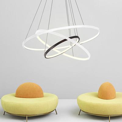 LED Pendant Light Ring Circle Design Modern Black White Oreo Design 204060 cm Dimmable Chandelier Aluminum Sputnik Zinc Alloy 110-120V 220-240V