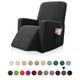 Recliner Chair Stretch Sofa Cover Slipcover Elastic Couch Protector With Pocket For Tv Remote Control Books Plain Solid Color Soft Durable