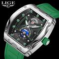 LIGE Hommes Montres à quartz Diamant Luxe Grand Cadran Affaires Calendrier Rendez-vous Silicone Suivre