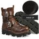 Men's Women Boots Biker boots Motorcycle Boots Work Boots Handmade Shoes Hiking Walking Vintage Casual Outdoor Daily Leather Cowhide Warm Height Increasing Comfortable Booties / Ankle Boots Lace-up