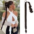 Braided Ponytail Extension FENTISAR 34Inch Dark Brown Ponytail Extension with Hair Tie Straight Wrap Around Hair Extensions Ponytail Natural Soft Synthetic Hair Piece for Women Daily Wear