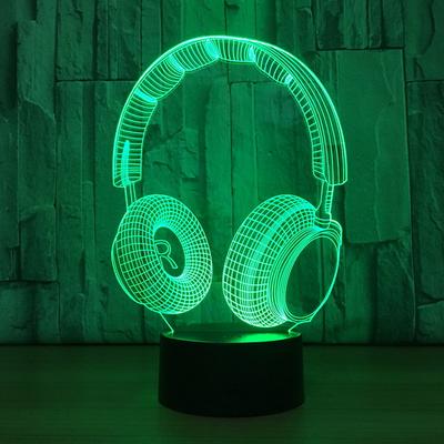 3D Illusion Headphone Headset Night Light 7 Colors Changing Nightlight for Bedroom Smart Touch Sensor Optical Illusion Bedside Lamps Home Decoration Kids Boys Girls Women Birthday Gifts