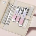 10-Piece Set Stainless Steel Gradient Nail Clippers with Detachable Nail File and Leather Travel Bag, Portable Nail Clippers Anti-Splash Design for Easy Use