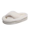 Women's Platform Fuzzy House Slippers, Open Toe Criss Cross Solid Color Casual Home Slides, Women's Indoor Flat Comfy Shoes, Christmas Gift Xmas Gift