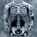 Graphic Skeleton Designer Casual Subculture Men's 3D Print T shirt Tee Sports Outdoor Holiday Going out T shirt Light Grey Dark Gray Gray Long Sleeve Crew Neck Shirt Spring Fall Clothing Apparel S