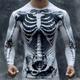 Graphic Skeleton Designer Casual Subculture Men's 3D Print T shirt Tee Sports Outdoor Holiday Going out T shirt Light Grey Dark Gray Gray Long Sleeve Crew Neck Shirt Spring Fall Clothing Apparel S