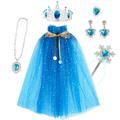 New Children's and Girls Play Princess Colorful Cloak Magic Stick Crown Queen Necklace Earrings Six Piece Set Gifts for girls aged 4-6 years old