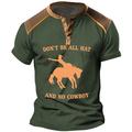 Don't Be All Hat and No Cowboy Men's Vintage Street Style 3D Print T shirt Tee Henley Shirt Sports Outdoor Holiday Going out T shirt Khaki Army Green Dark Blue Short Sleeve Henley Shirt Spring Summe