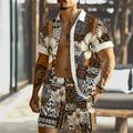 Ethnic Pattern Men's Resort 3D Printed Hawaiian Shirt And Shorts Set Regular Fit Short Sleeve Beach Shirts Suits Summer Vacation Daily Wear S TO 3XL