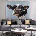 Oil Painting hand painted Colorful Cow Texture painting Wall Art Original Painting On Canvas Extra Large Square Wall Art Farmhouse Cattle Cow painting Wall Art picture for living room home decor